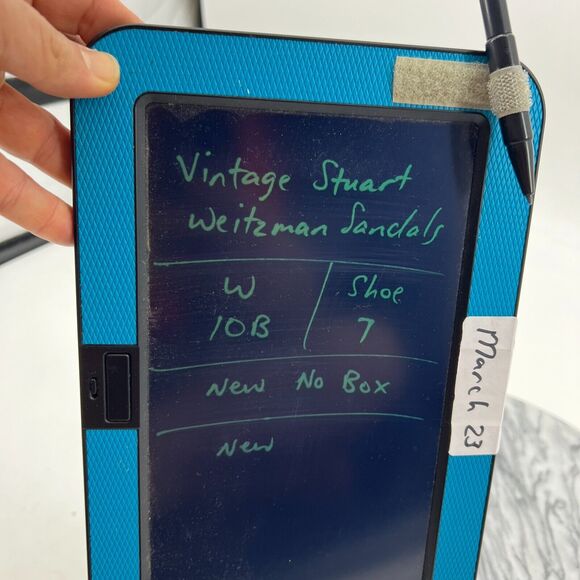 Vintage Stuart Weitzman Sandals Womens 10 B Opaque Sling Strap Leather Footbed - Picture 10 of 11